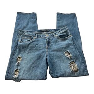 Poetic Justice Shaw Boyfriend Women Jeans 30/32 Blue Straight Distressed